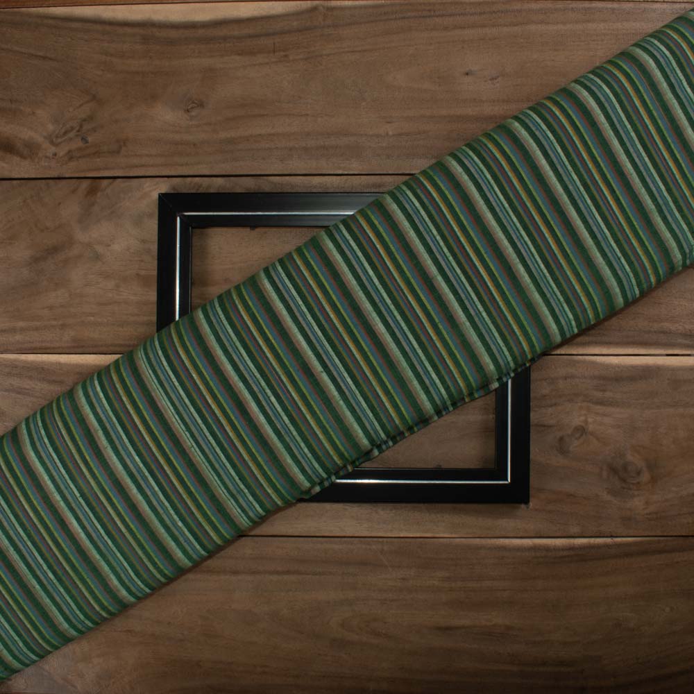 Stripe Multicolor Pure Cotton 130 GSM Handwoven Fabric 97