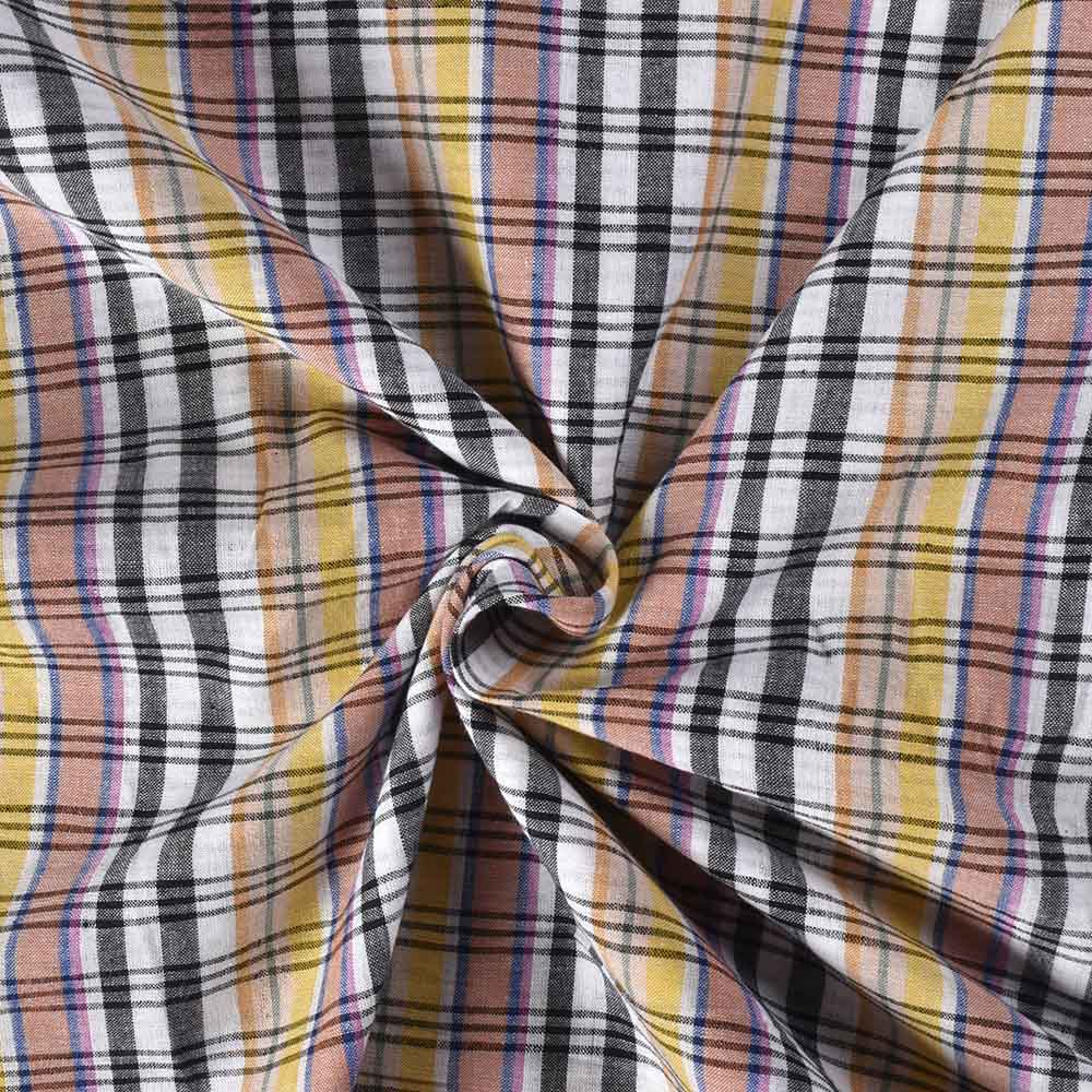 Check Multicolour Pure Cotton 91 GSM Handwoven Fabric
