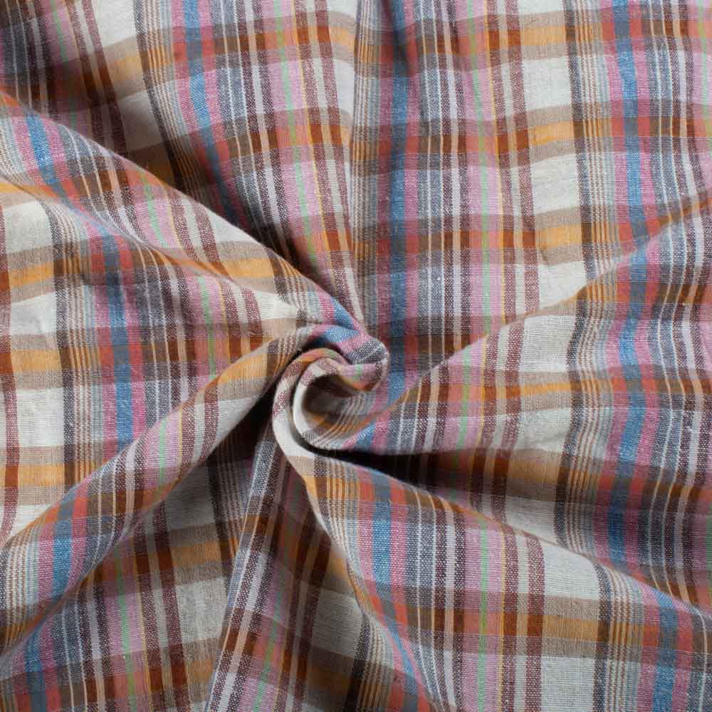 Multicolor Check Cotton & Hemp 140 GSM Handwoven Fabric 815