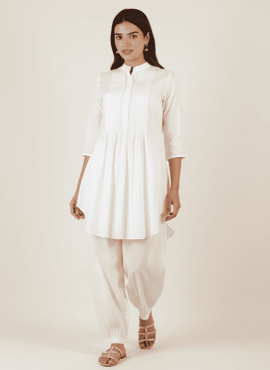 Kurta With Tucks & Sleeves & Full Gathered Pants Co-ord Set