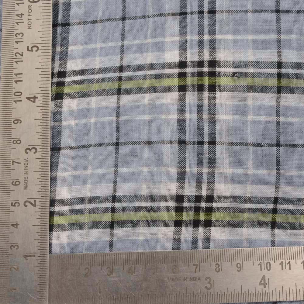 CHECK GREY & BLACK PURE COTTON 90 GSM HANDWOVEN FABRIC