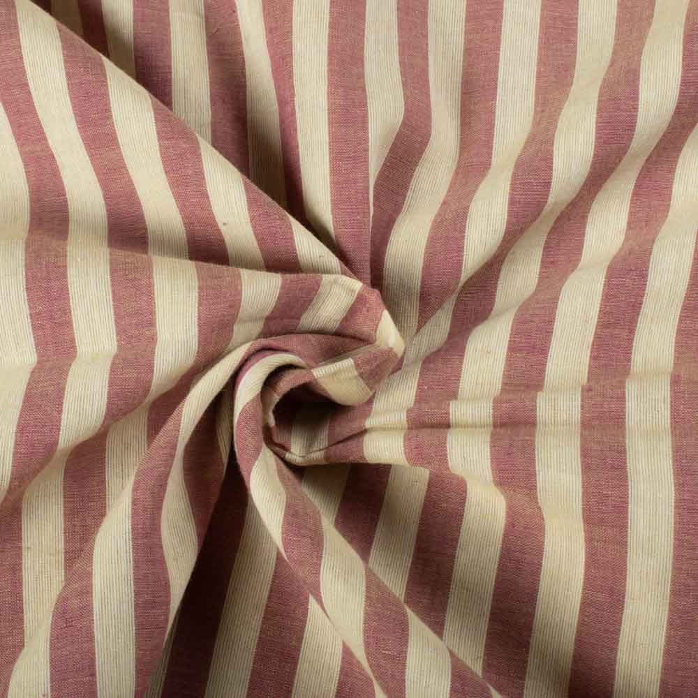 Stripe Lemon Yellow & Red Pure Cotton 70 GSM Handwoven Fabric