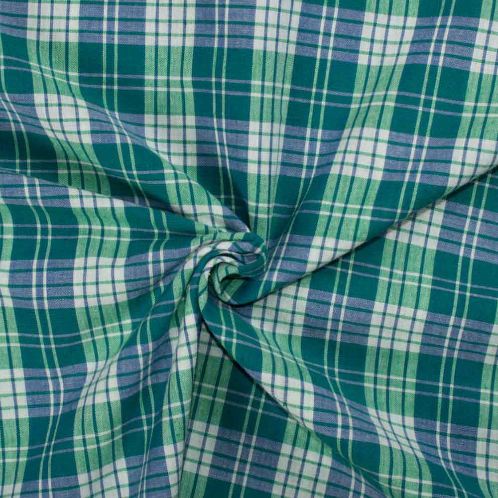 Check Multicolor Pure Cotton 100 GSM Handwoven Fabric 16