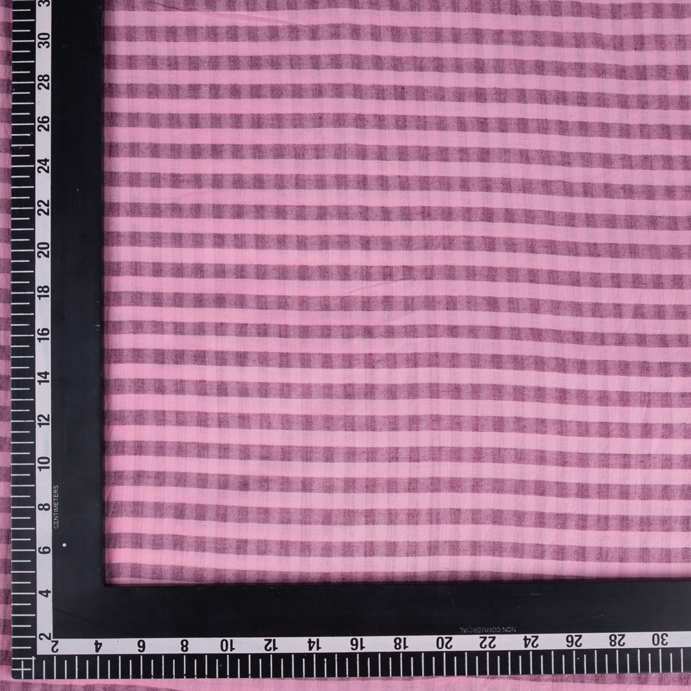 STRIPE PINK PURE COTTON 87 GSM HANDWOVEN FABRIC 76