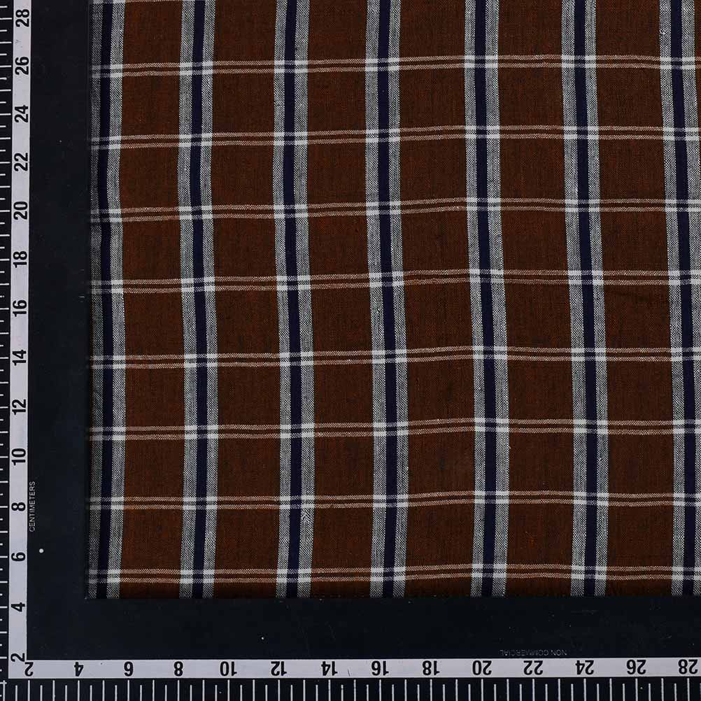 CHECK BROWN PURE COTTON 102 GSM HANDWOVEN FABRIC 343