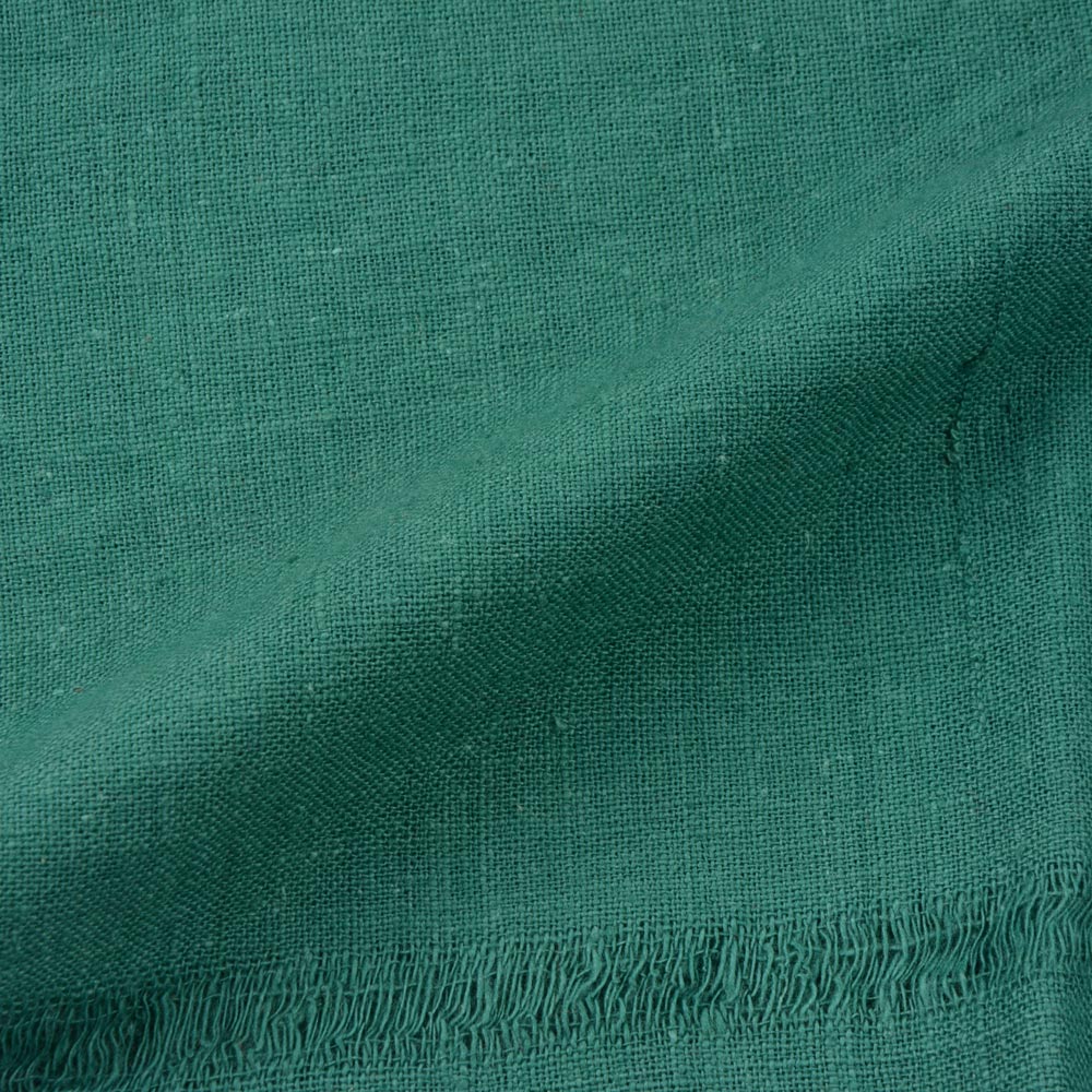Plain Green Khadi 122 GSM Fabric - Handspun & Handwoven H23