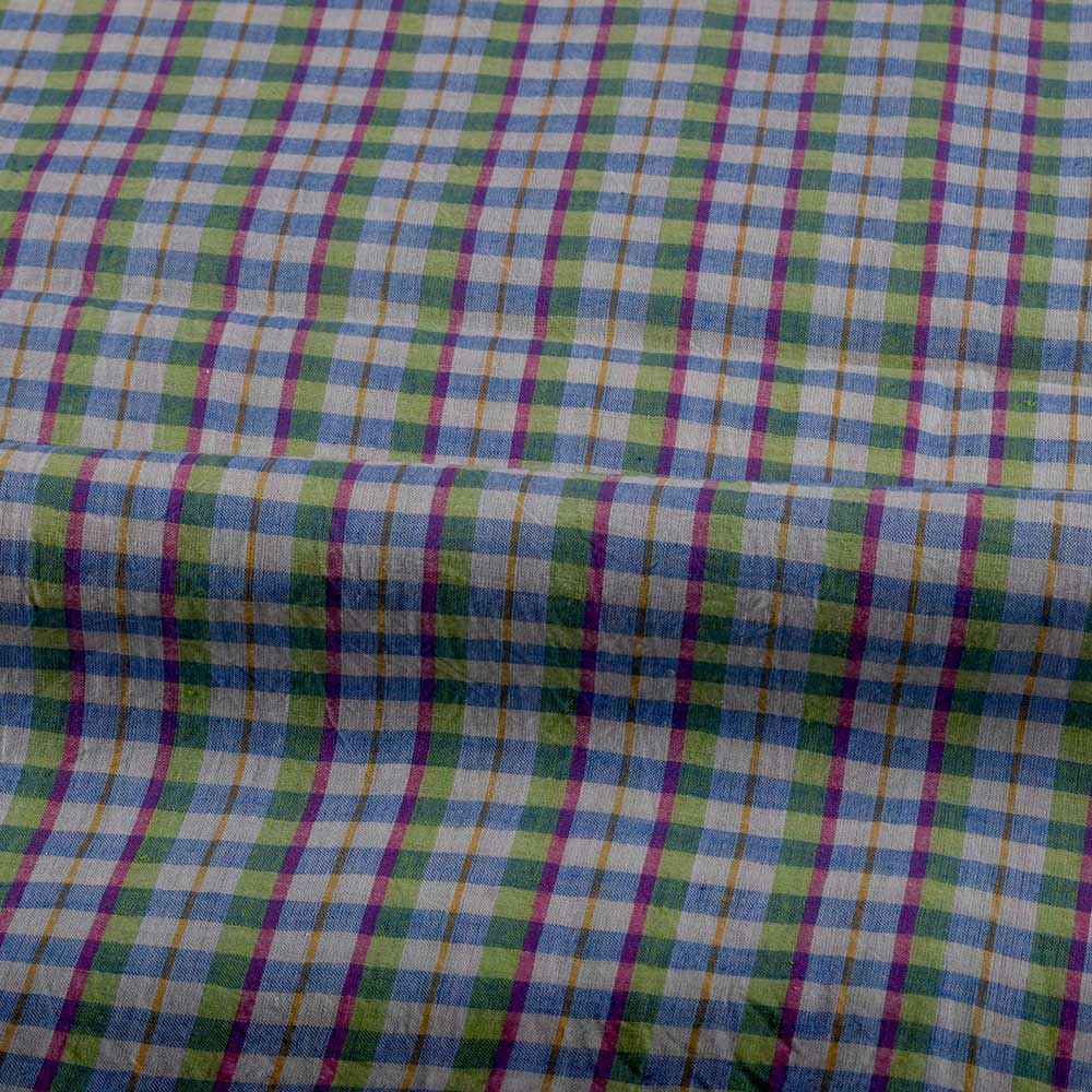 CHECK MULTI COLOR PURE COTTON 60 GSM HANDWOVEN FABRIC 352