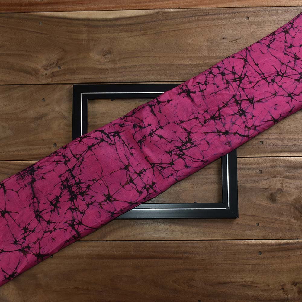 Abstract Pink Black Batik Mulberry Silk 40 GSM Fabric