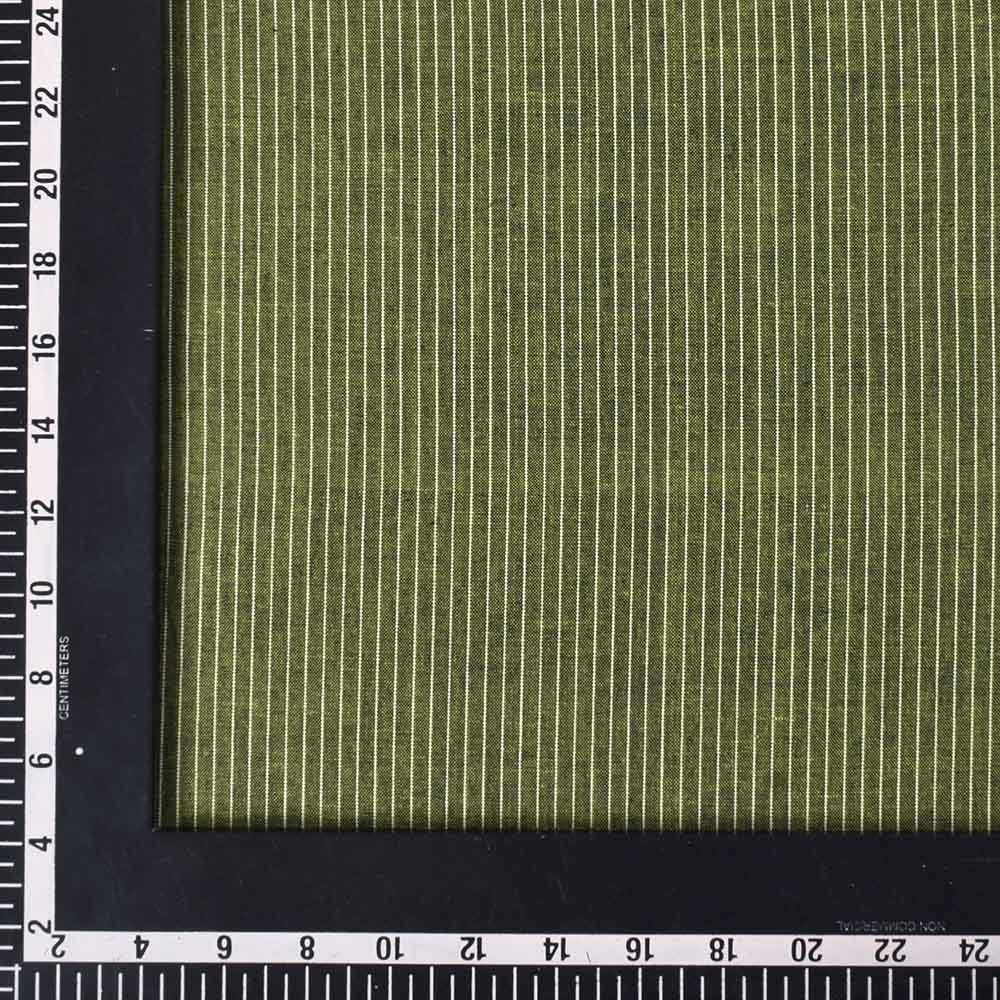STRIPE GREEN PURE COTTON 100 GSM HANDWOVEN FABRIC 307