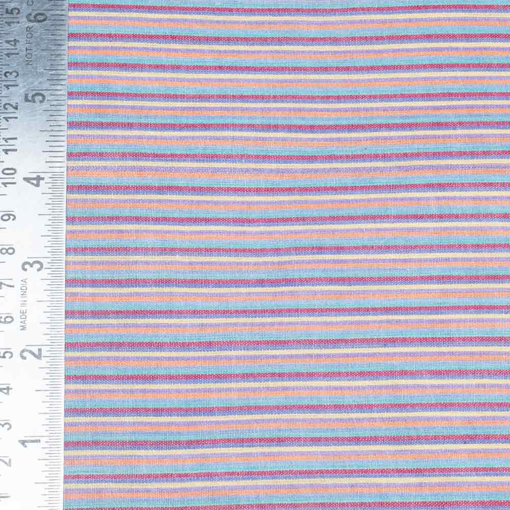 STRIPE LILAC MULTICOLOUR PURE COTTON 73 GSM HANDWOVEN FABRIC