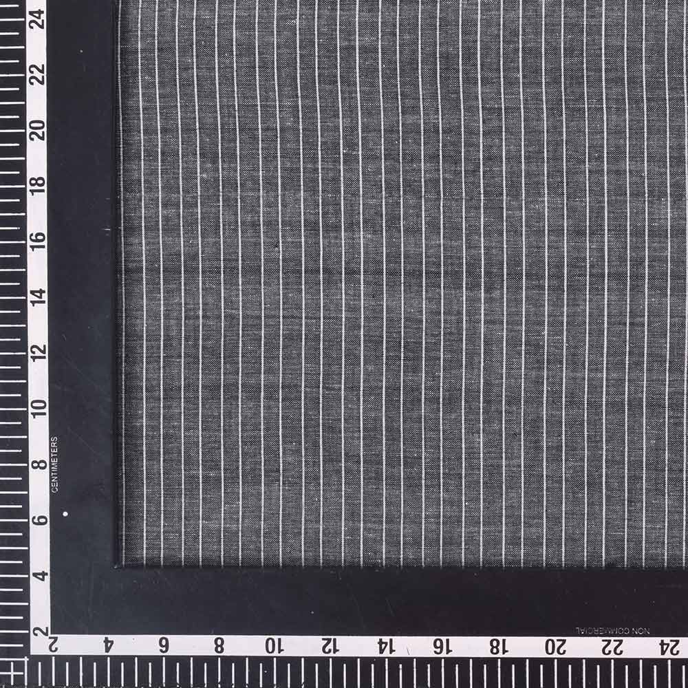 PINSTRIPE BLACK PURE COTTON 74 GSM HANDWOVEN FABRIC