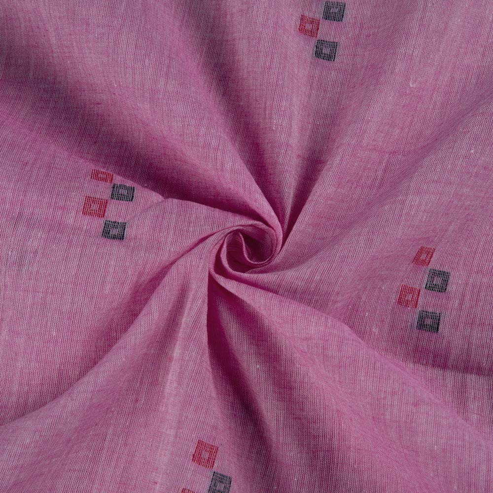 Geometric Pink Jamdani Pure Cotton 56 GSM Handwoven Fabric