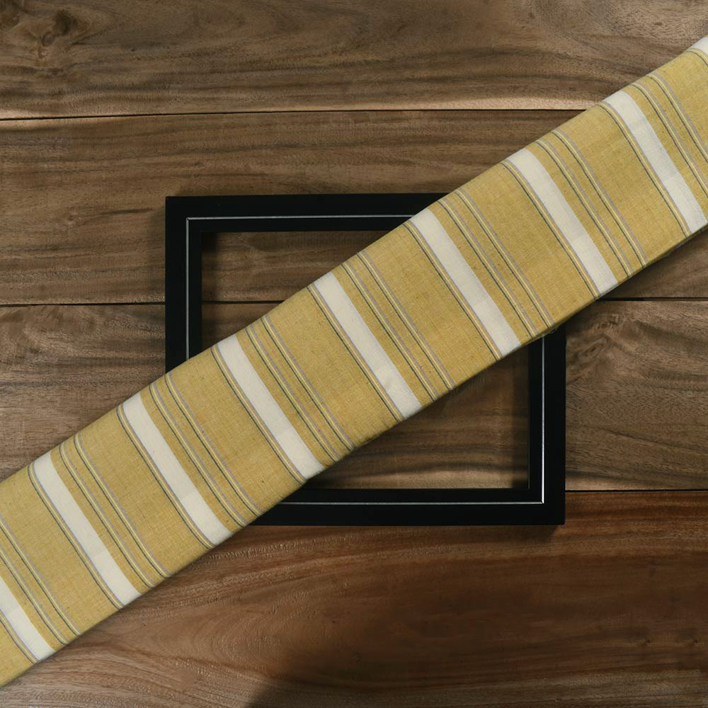 Stripe Mustard Yellow Pure Cotton 96 GSM Handwoven Fabric