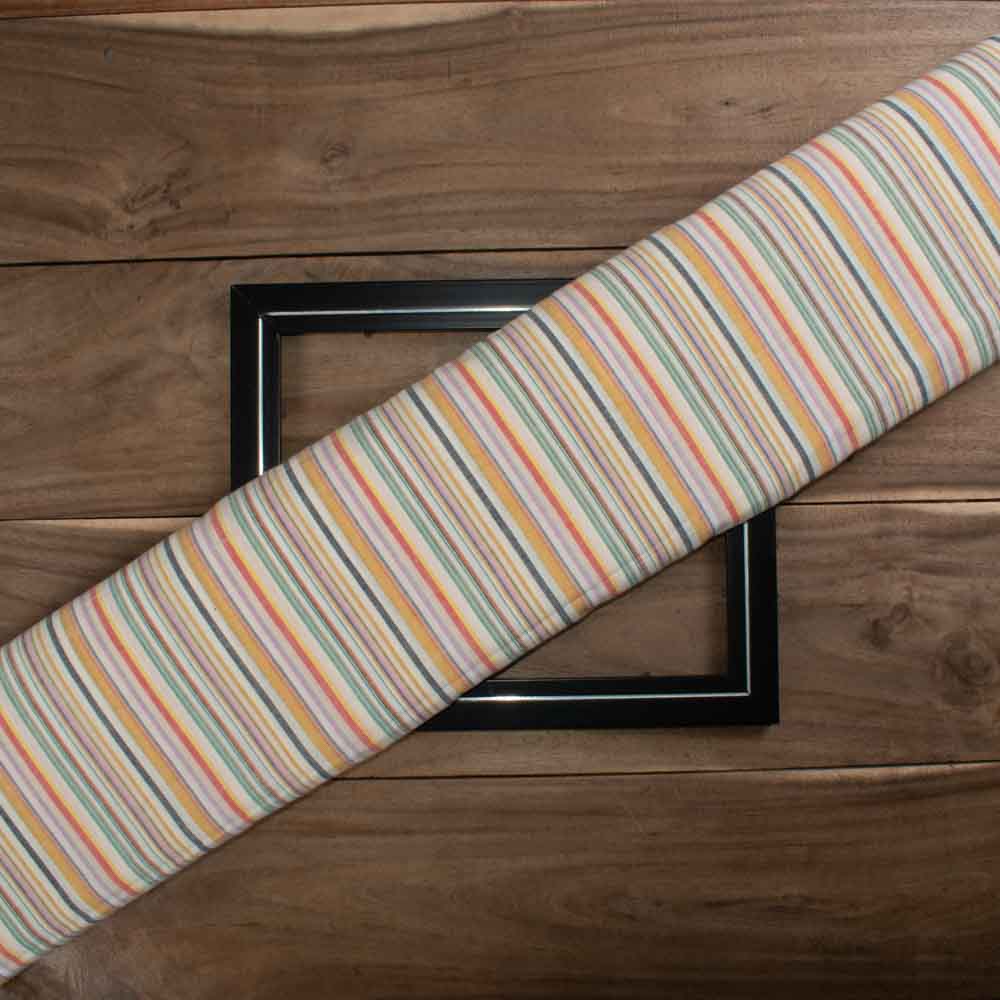 Stripe Multicolor Pure Cotton 95 GSM Handwoven Fabric