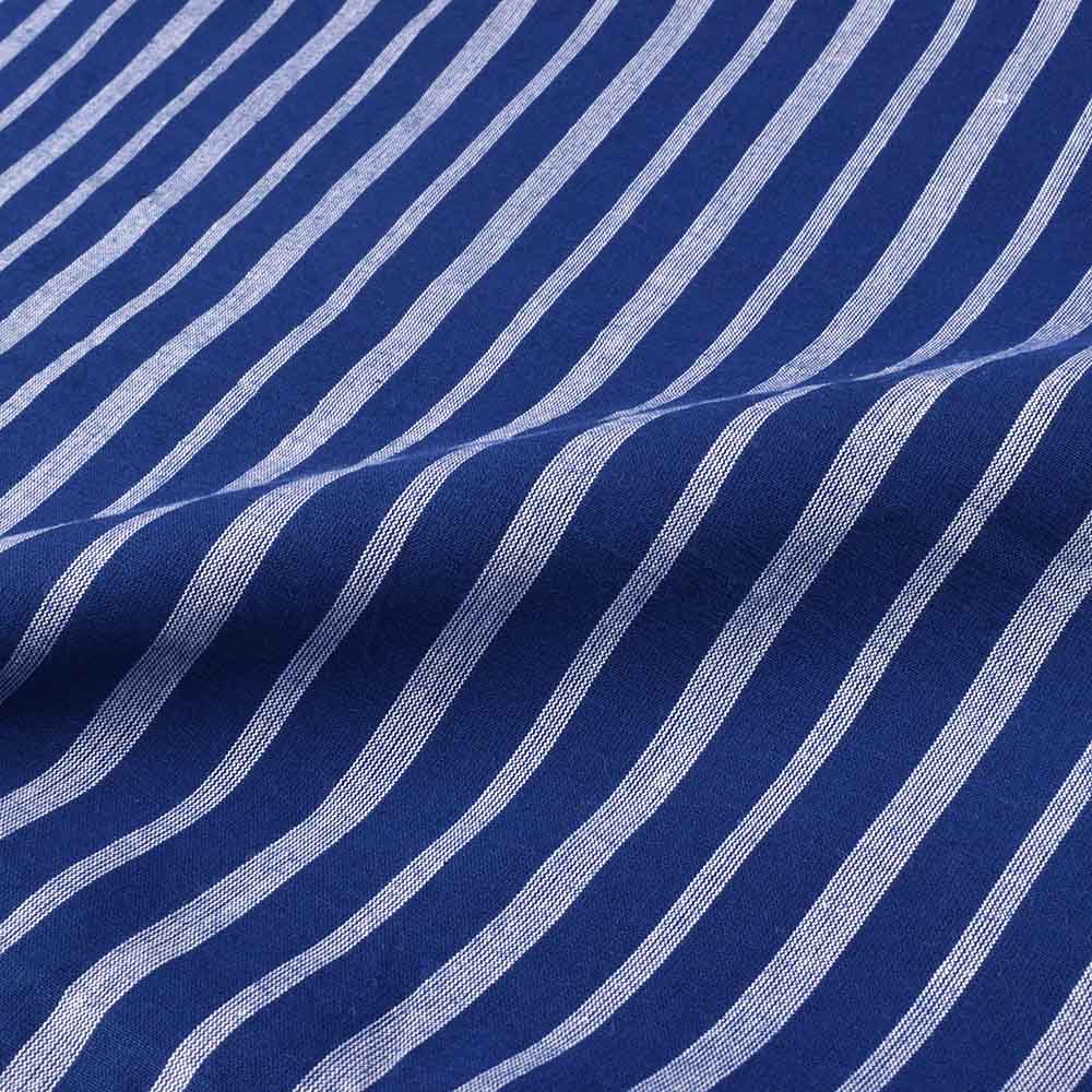 STRIPE BLUE WHITE PURE COTTON 100 GSM HANDWOVEN FABRIC 293