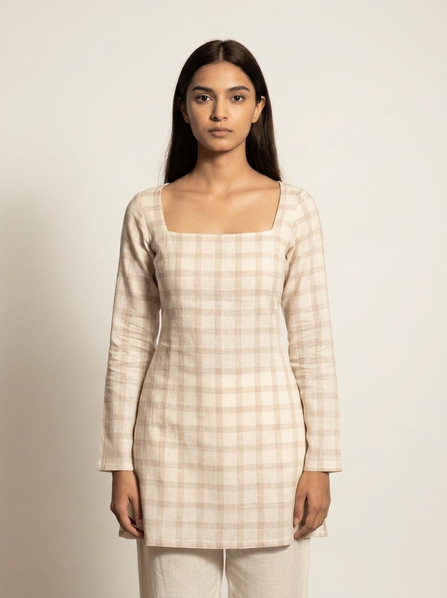 Back Corset Tie Square Neck Kurta