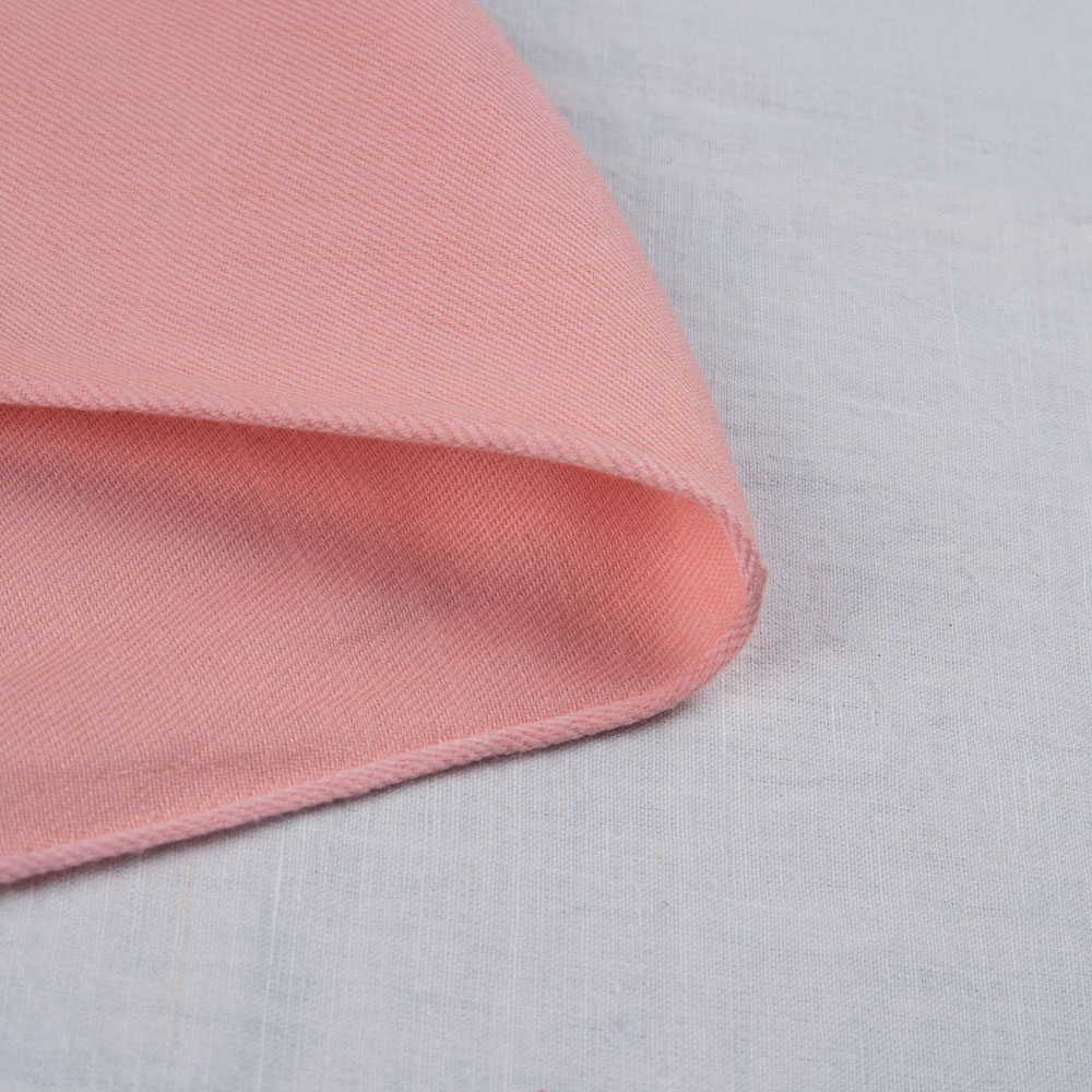 Solid Satin Twill Coral Pink Pure Cotton 102 GSM Handwoven Fabric