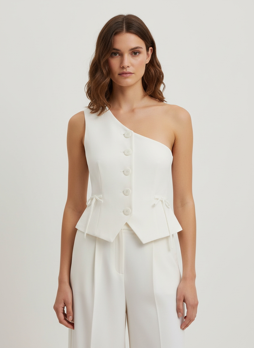 One Shoulder Buttoned Top