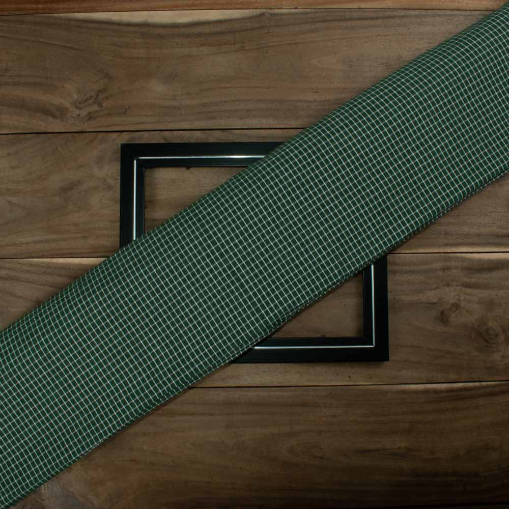 Check Green White Pure Cotton 105 GSM Handwoven Fabric 653