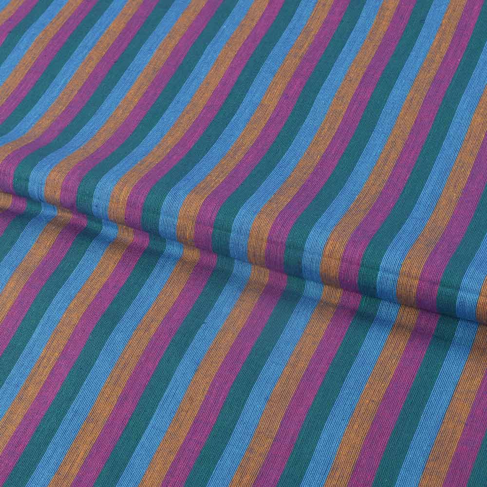 STRIPE MULTI COLOR PURE COTTON 80 GSM HANDWOVEN FABRIC 248