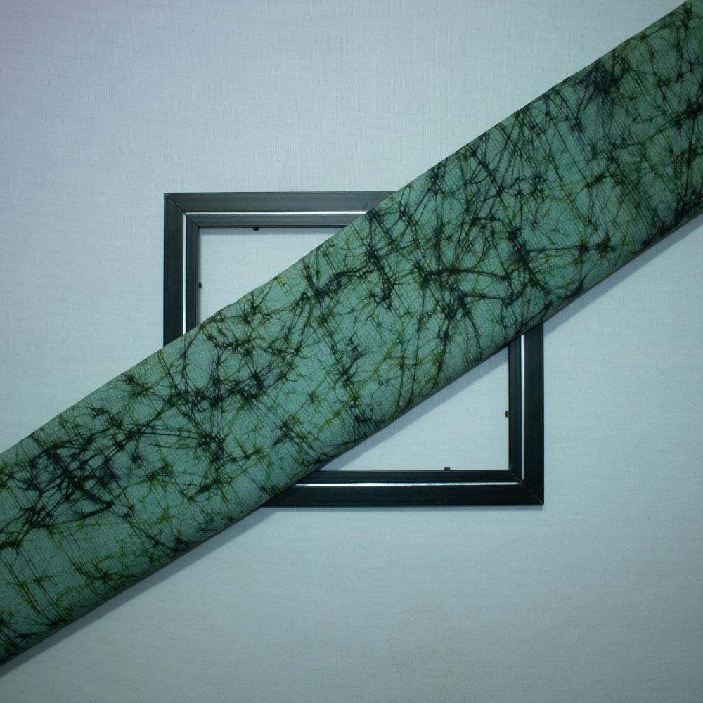 Abstract Green Batik Printed Pure Cotton 90 GSM Handwoven Fabric