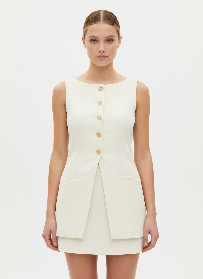 Short Skirt With Long Buttoned Top Co-ord Set