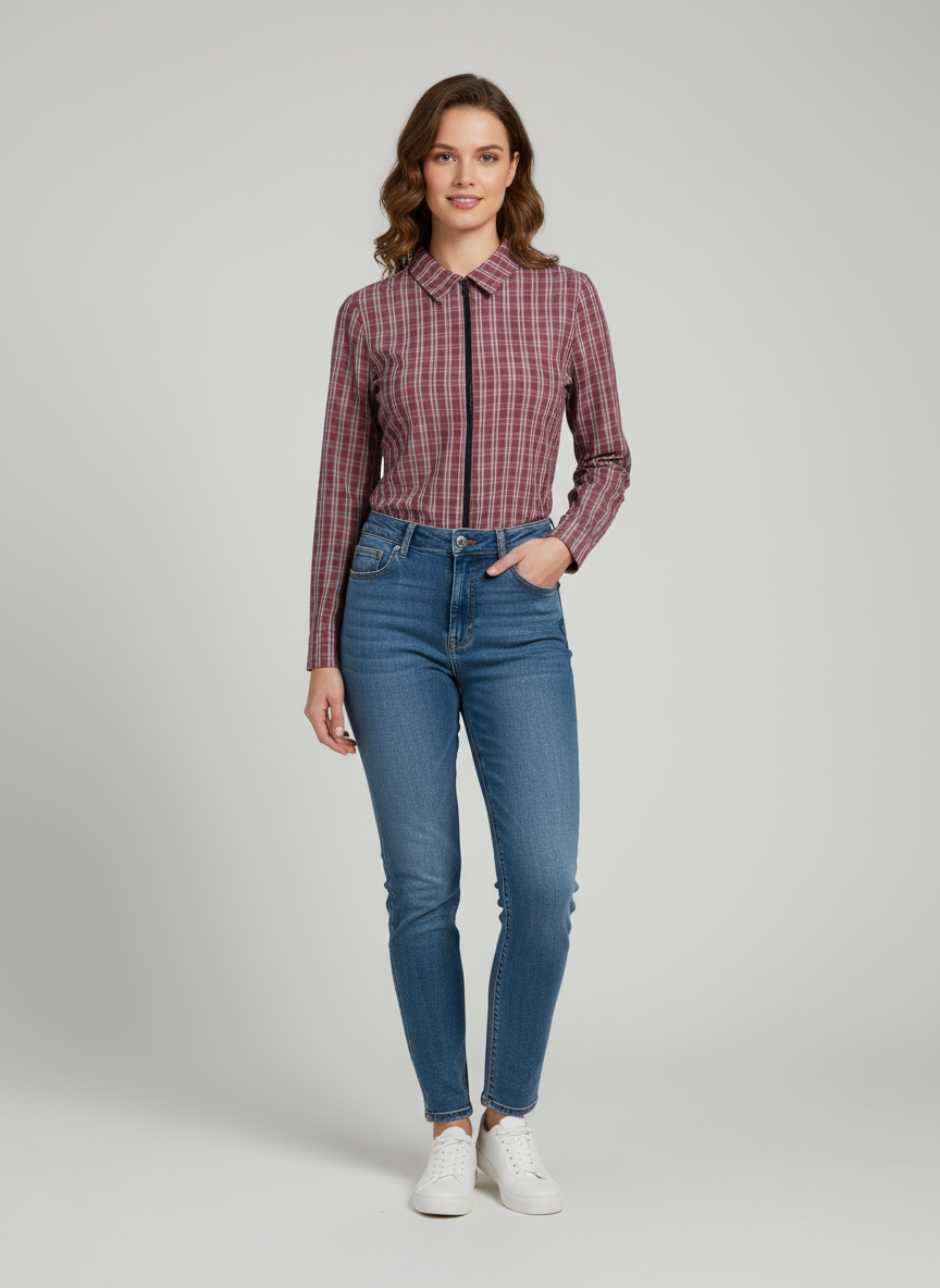 Classic Shirt With Center Zipper 