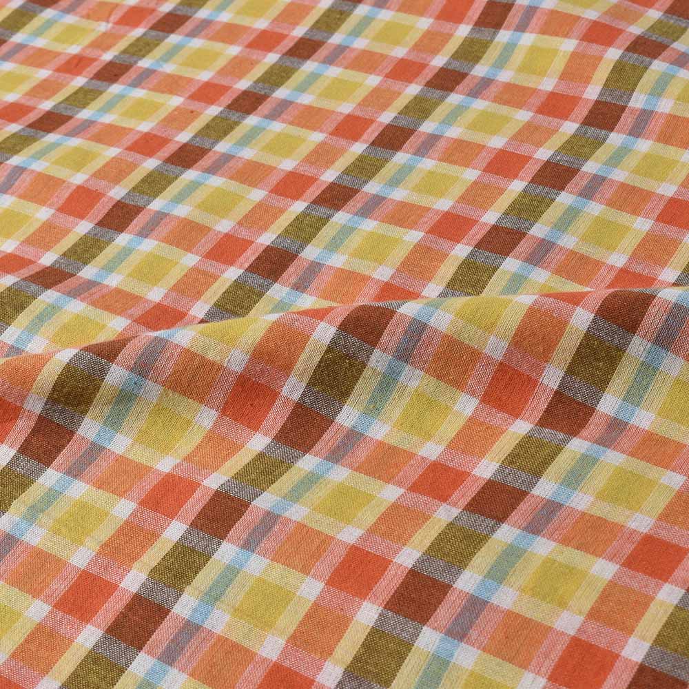 CHECK MULTICOLOR PURE COTTON 85 GSM HANDWOVEN FABRIC