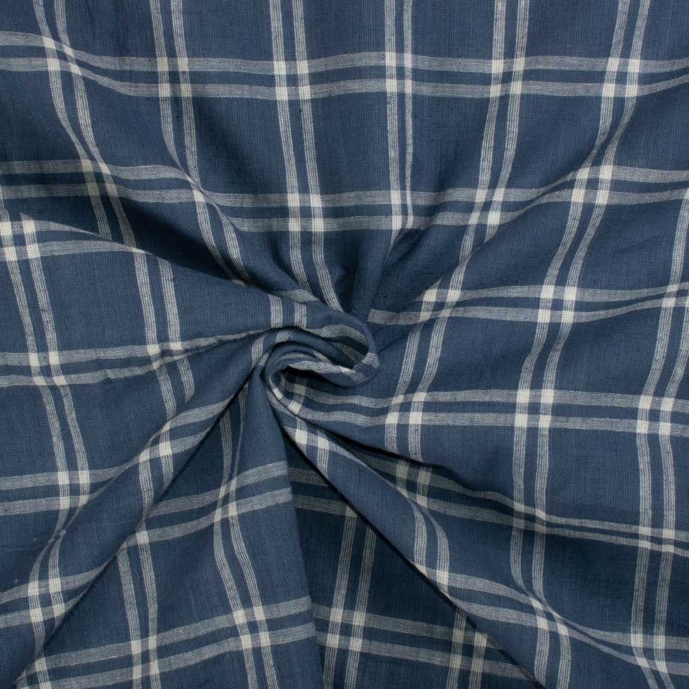 Check Dark Grey White Pure Cotton 85 GSM Handwoven Fabric