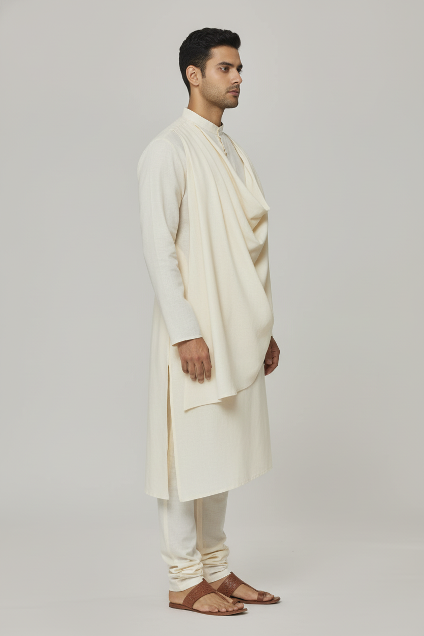 Front Drape Men's Asymmetric Kurta