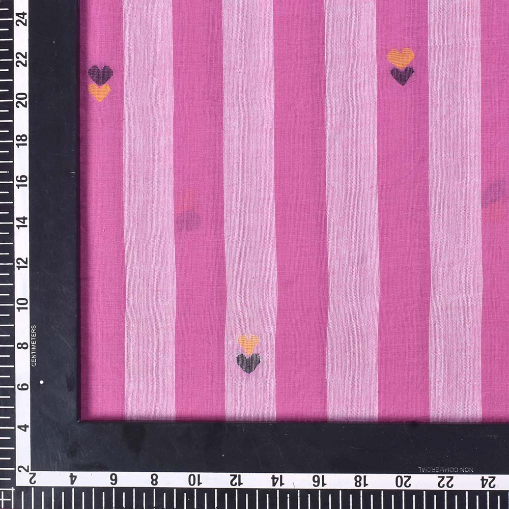 STRIPE PINK GEOMETRIC JAMDANI PURE COTTON 56 GSM HANDWOVEN FABRIC