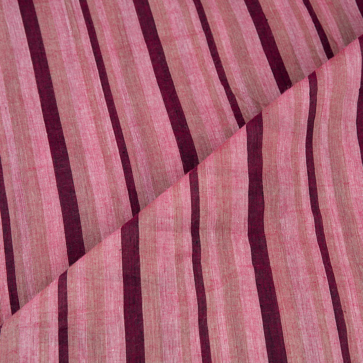 STRIPE MAROON PURE COTTON 60 GSM HANDWOVEN FABRIC