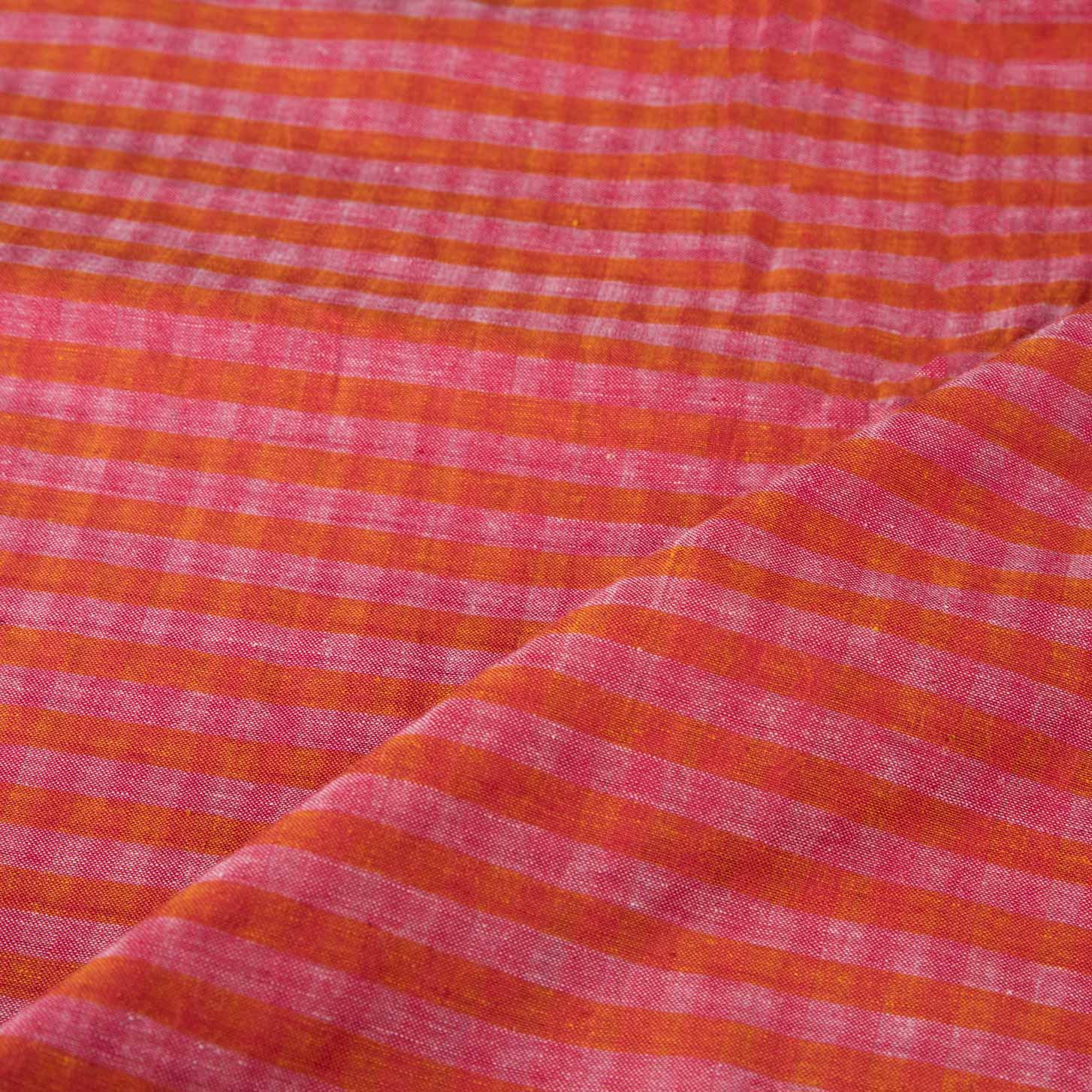 STRIPE RED PURE COTTON 90 GSM HANDWOVEN FABRIC