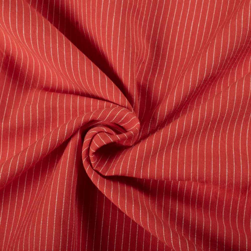 Stripe Red & White Pure Cotton 100 GSM Handwoven Fabric