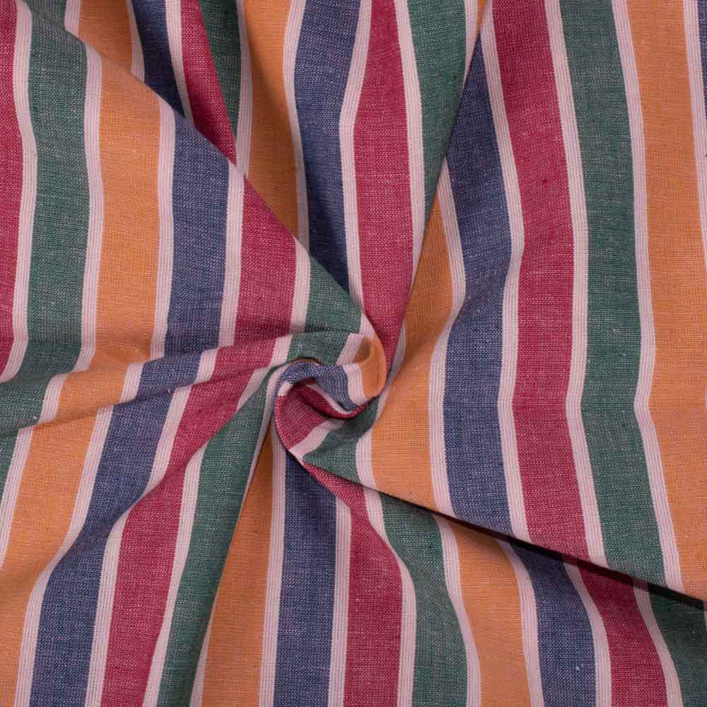 Stripe Multicolor Pure Cotton 125 GSM Handwoven Fabric