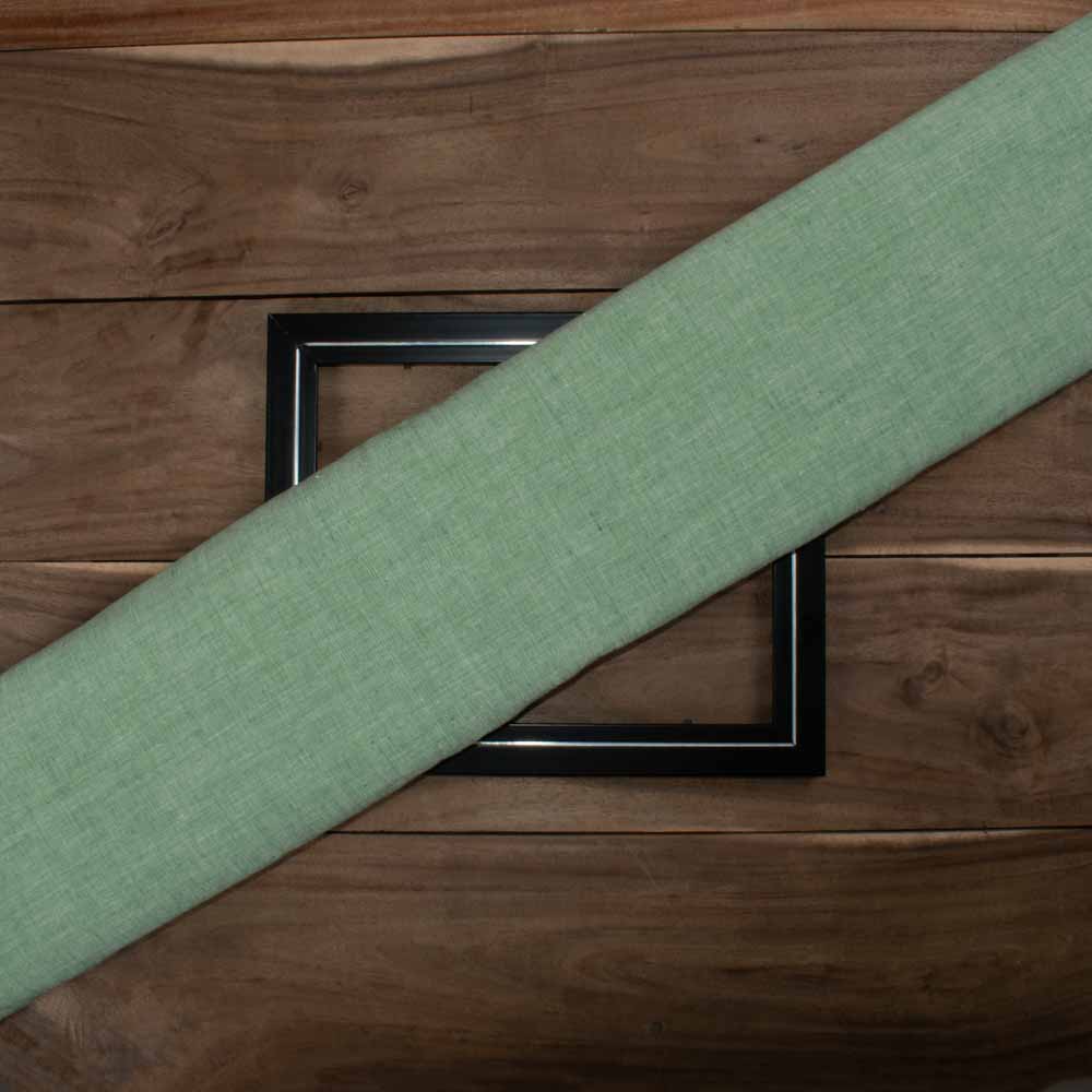 Chambray Green Khadi Cotton 115 GSM Handwoven Fabric 52