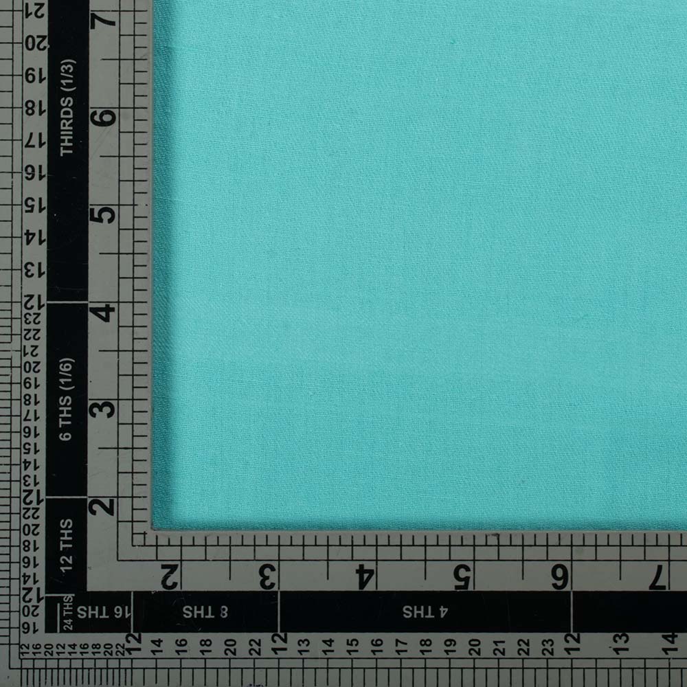 Solid Satin Twill Aqua Blue Pure Cotton 102 GSM Handwoven Fabric