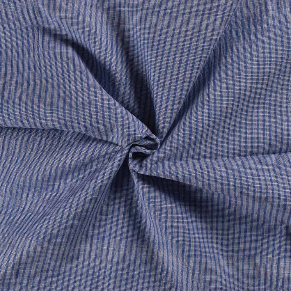 Stripe Blue Khadi Cotton 121 GSM Handwoven Fabric Me9