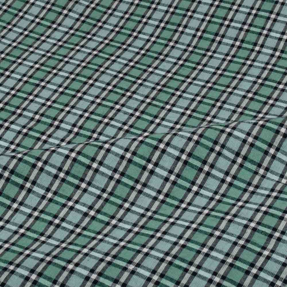 CHECK BLUE & TEAL PURE COTTON 94 GSM HANDWOVEN FABRIC