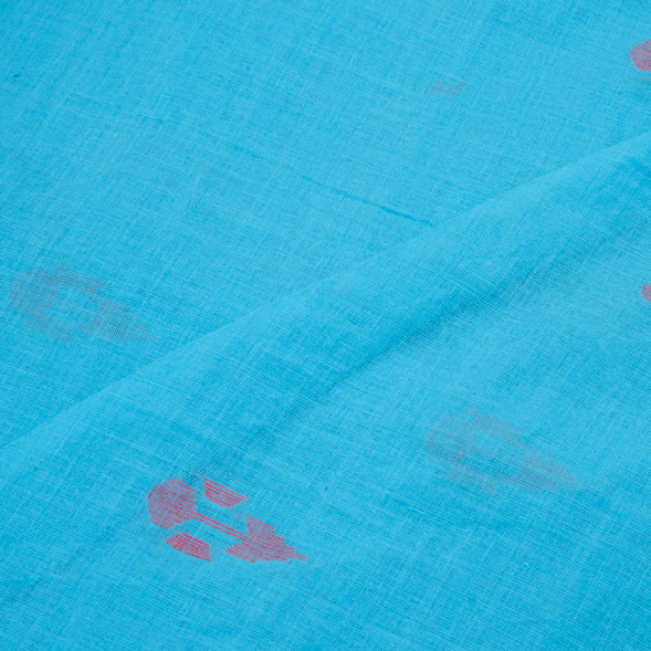 GEOMETRIC BLUE JAMDANI PURE COTTON 58 GSM FABRIC