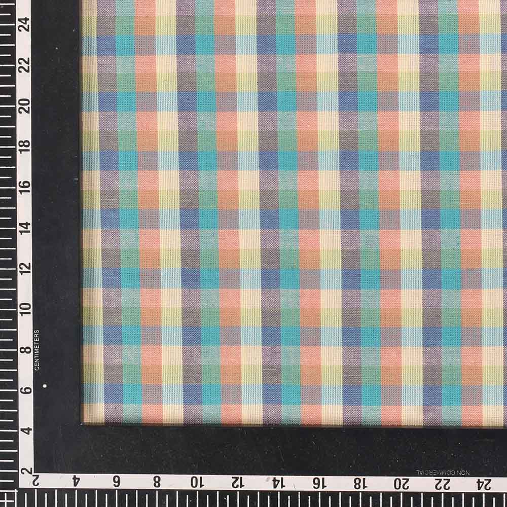 CHECK MULTICOLOUR PURE COTTON 100 GSM HANDWOVEN FABRIC 464